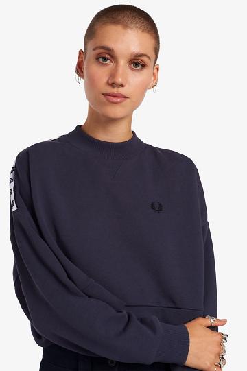 Deep Grey Fred Perry Taped Women's Sweatshirts | PH 2013ILHS